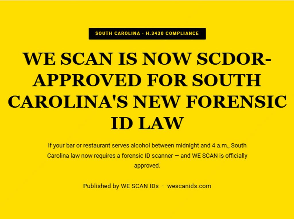 WE SCAN Is Now SCDOR-Approved for South Carolina’s New Forensic ID Law